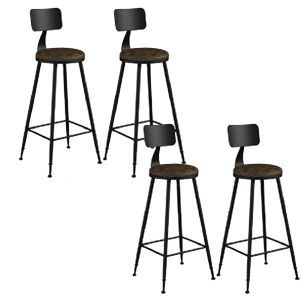 Industrial Armless Backrest Counter Stool Iron Dining Room Bar Stool with Pedal