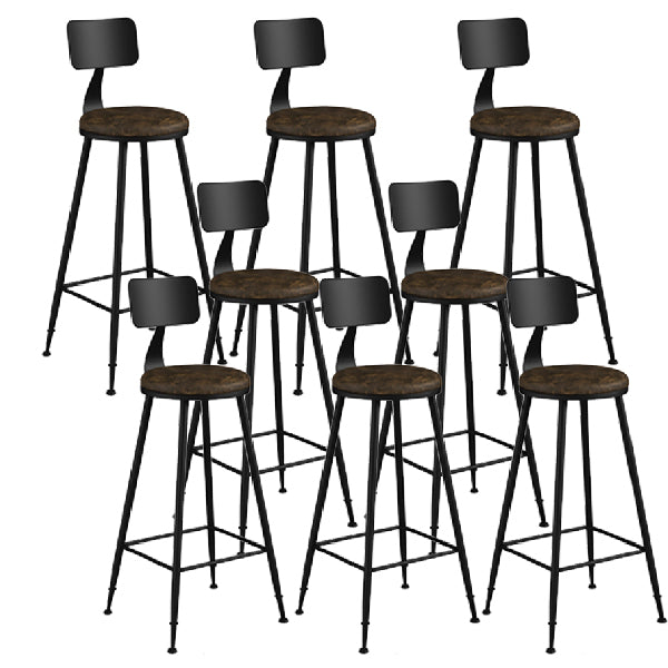 Industrial Armless Backrest Counter Stool Iron Dining Room Bar Stool with Pedal