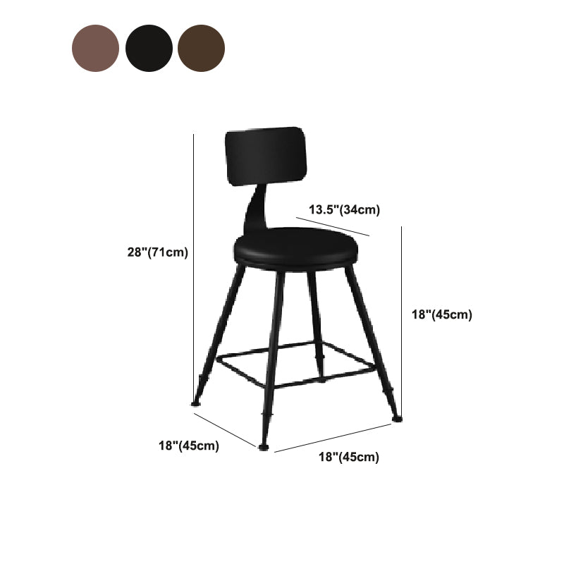 Industrial Armless Backrest Counter Stool Iron Dining Room Bar Stool with Pedal