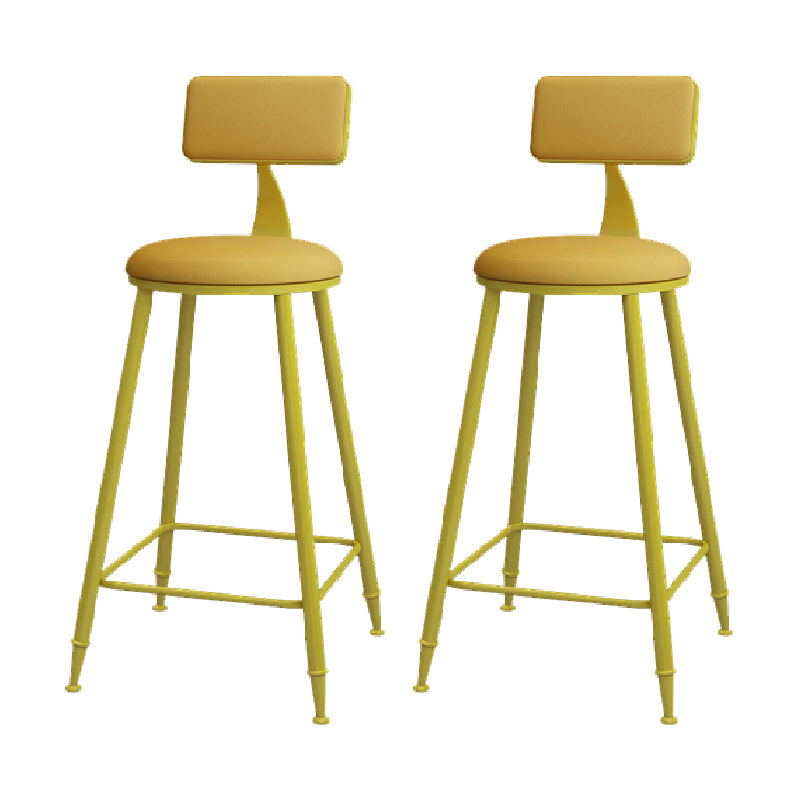 Modern Round Counter Stool Coffee Shop Leather and Metal Counter-height Stool