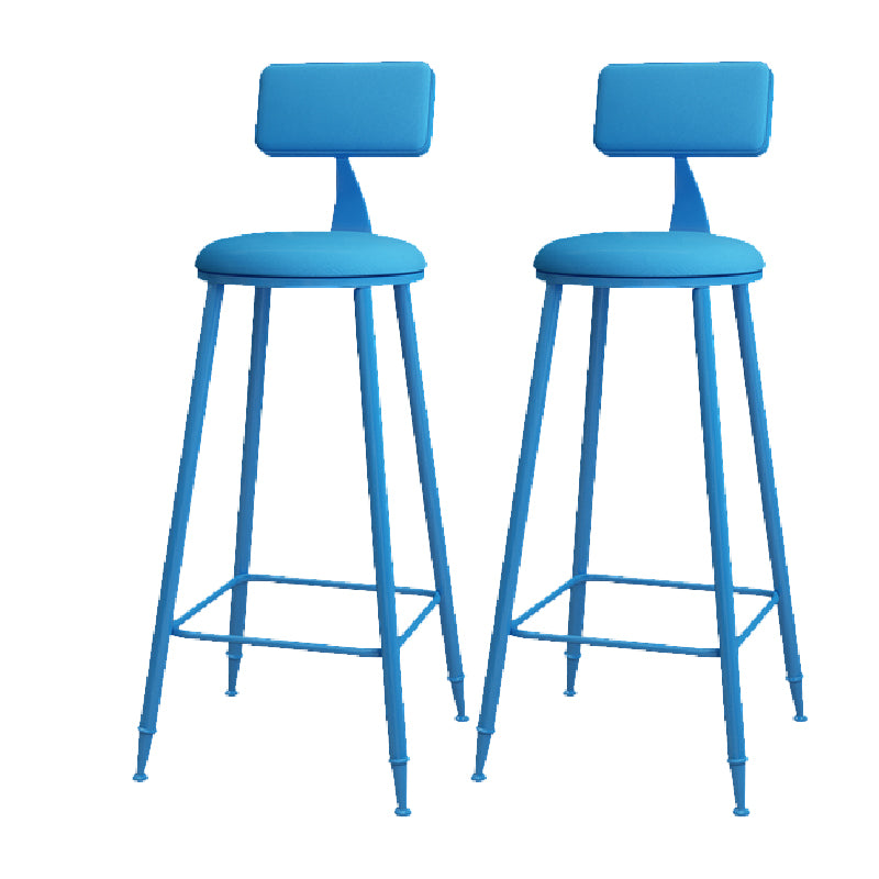 Modern Round Counter Stool Coffee Shop Leather and Metal Counter-height Stool