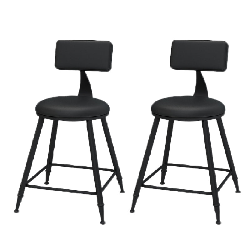 Modern Round Counter Stool Coffee Shop Leather and Metal Counter-height Stool