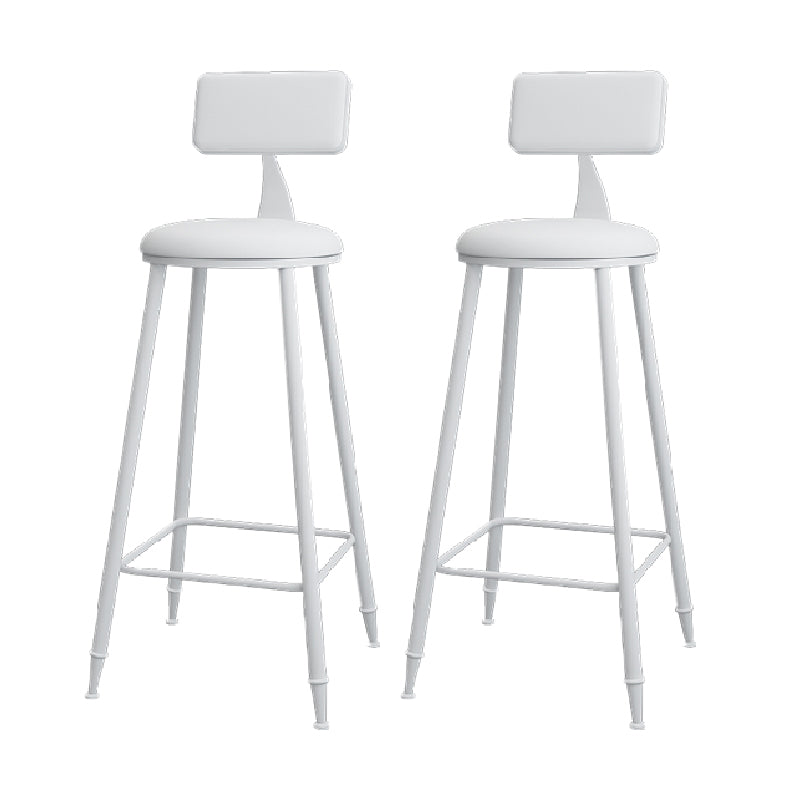 Modern Round Counter Stool Coffee Shop Leather and Metal Counter-height Stool