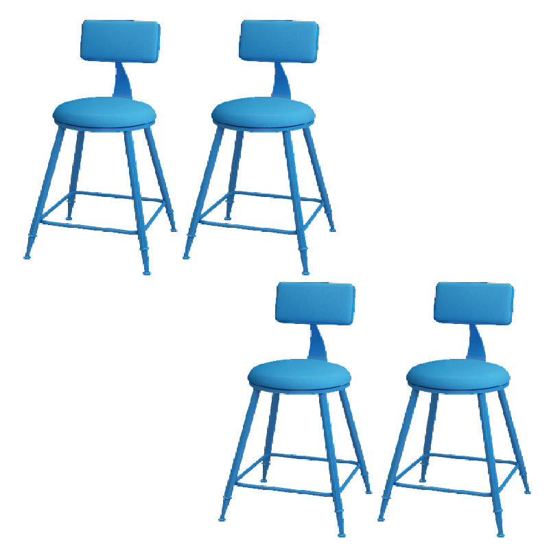 Modern Round Counter Stool Coffee Shop Leather and Metal Counter-height Stool