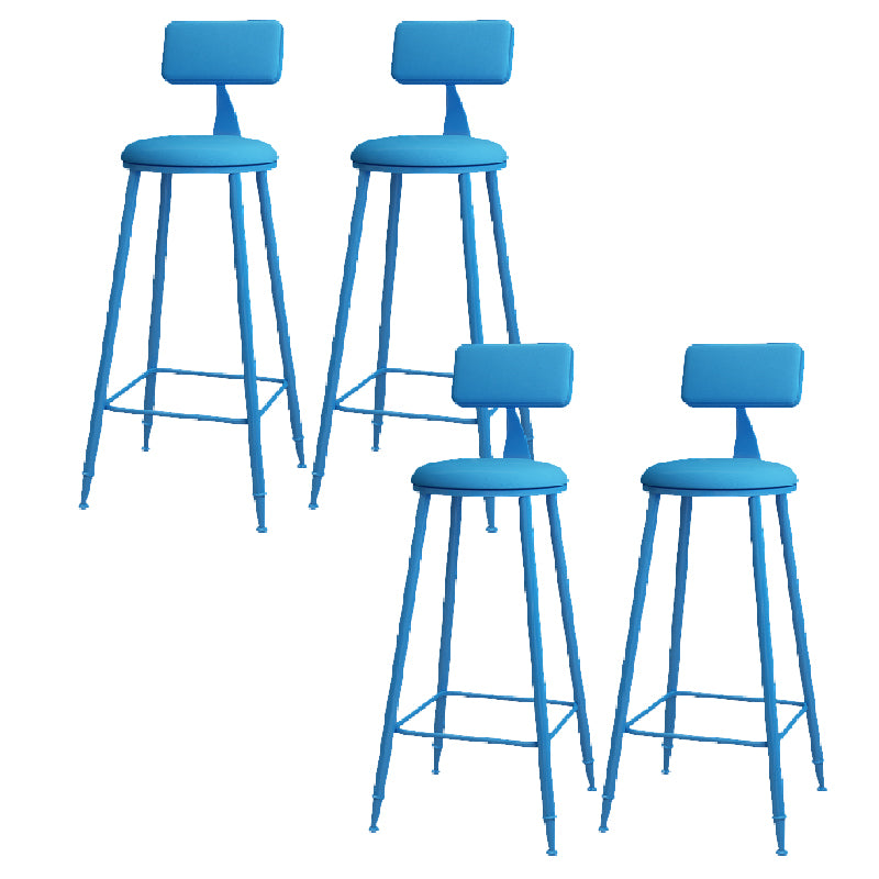 Modern Round Counter Stool Coffee Shop Leather and Metal Counter-height Stool