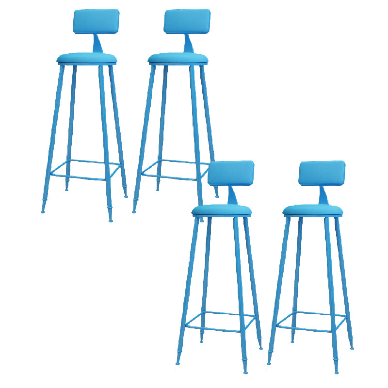 Modern Round Counter Stool Coffee Shop Leather and Metal Counter-height Stool