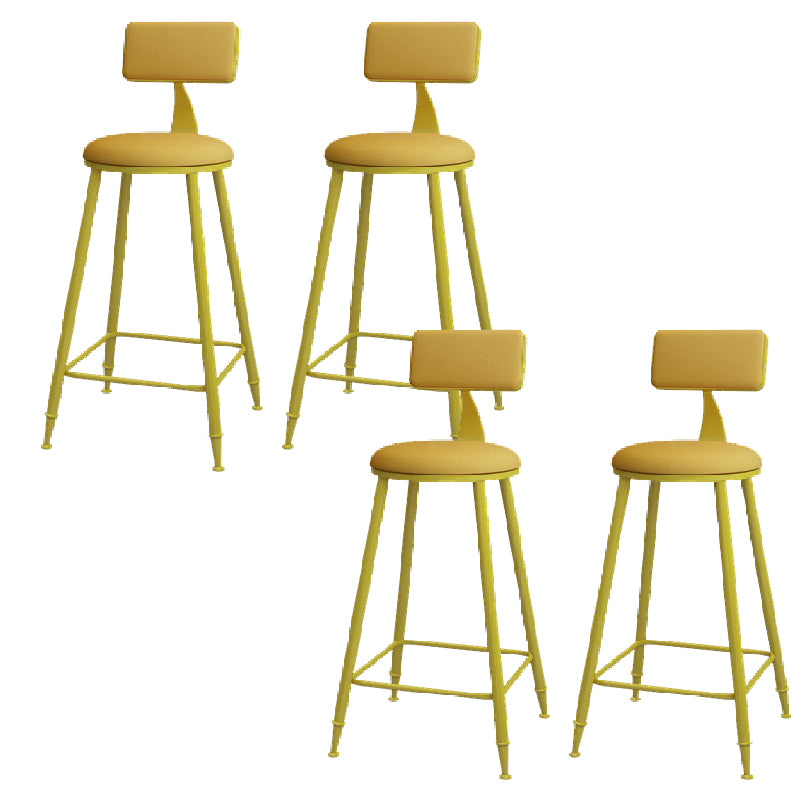 Modern Round Counter Stool Coffee Shop Leather and Metal Counter-height Stool