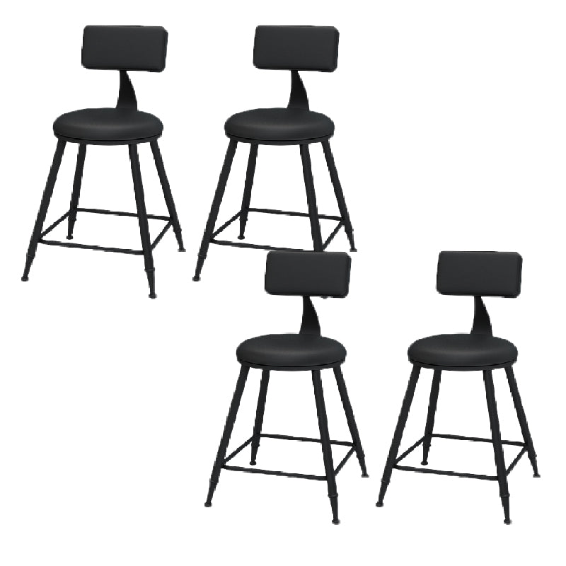 Modern Round Counter Stool Coffee Shop Leather and Metal Counter-height Stool
