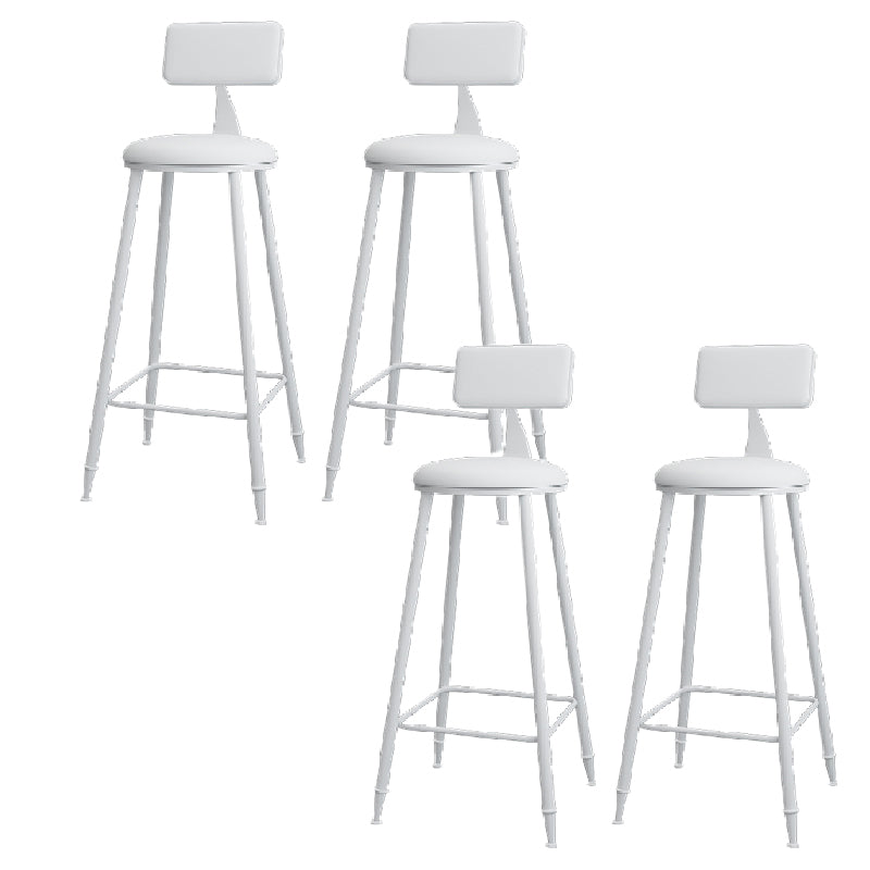 Modern Round Counter Stool Coffee Shop Leather and Metal Counter-height Stool