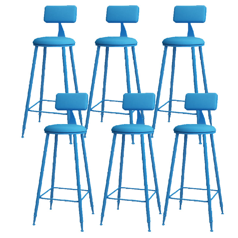 Modern Round Counter Stool Coffee Shop Leather and Metal Counter-height Stool