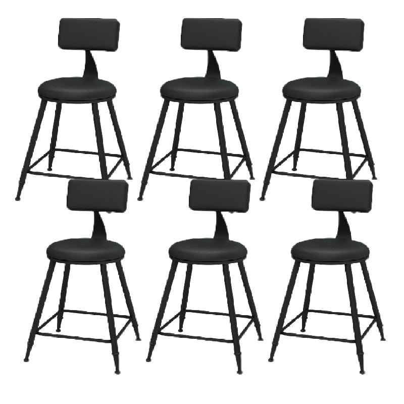 Modern Round Counter Stool Coffee Shop Leather and Metal Counter-height Stool