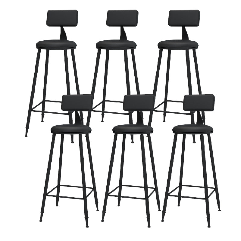 Modern Round Counter Stool Coffee Shop Leather and Metal Counter-height Stool