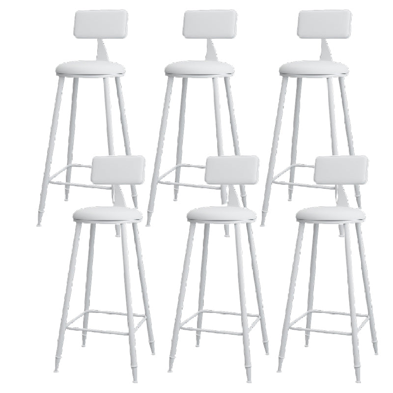 Modern Round Counter Stool Coffee Shop Leather and Metal Counter-height Stool