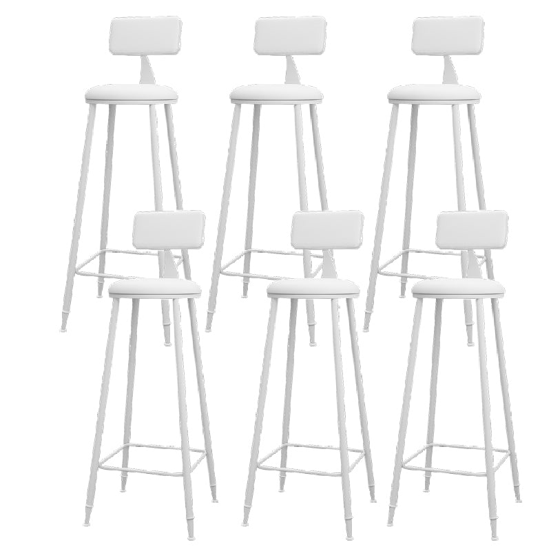 Modern Round Counter Stool Coffee Shop Leather and Metal Counter-height Stool