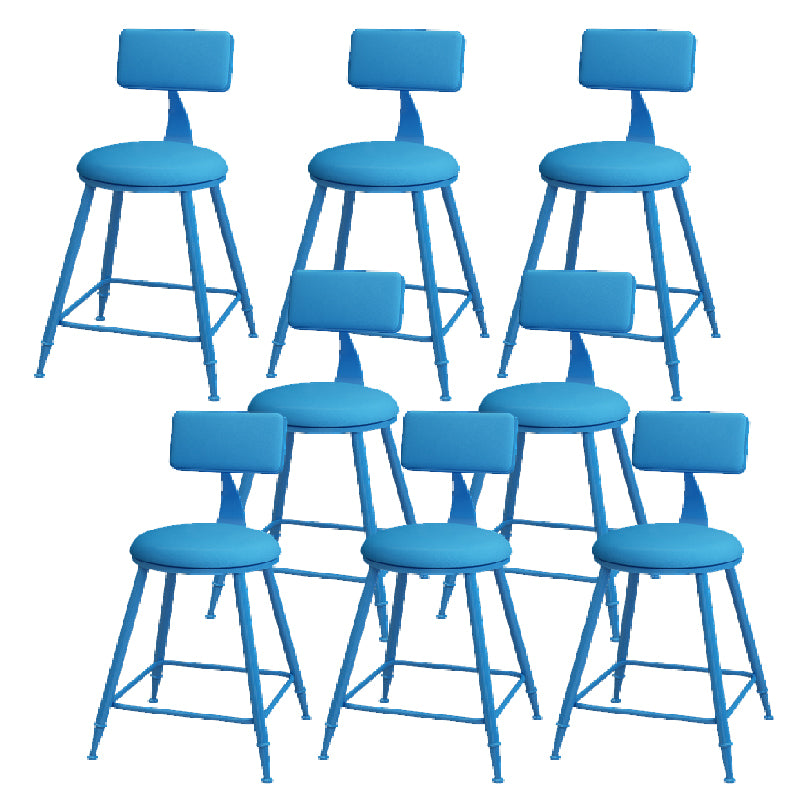 Modern Round Counter Stool Coffee Shop Leather and Metal Counter-height Stool