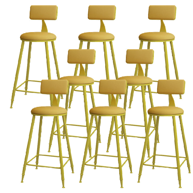 Modern Round Counter Stool Coffee Shop Leather and Metal Counter-height Stool