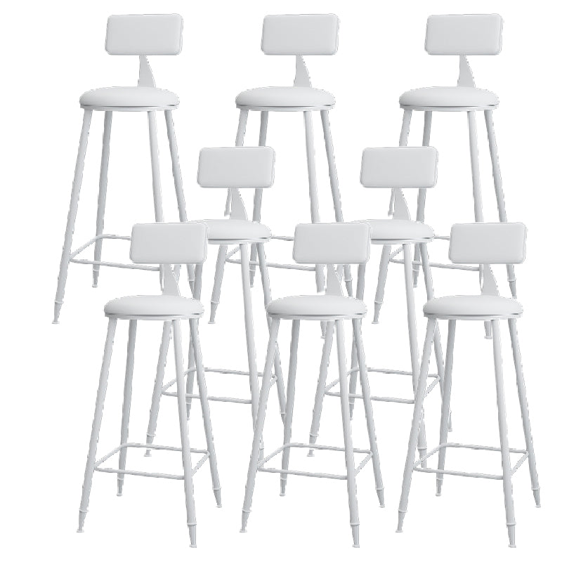 Modern Round Counter Stool Coffee Shop Leather and Metal Counter-height Stool