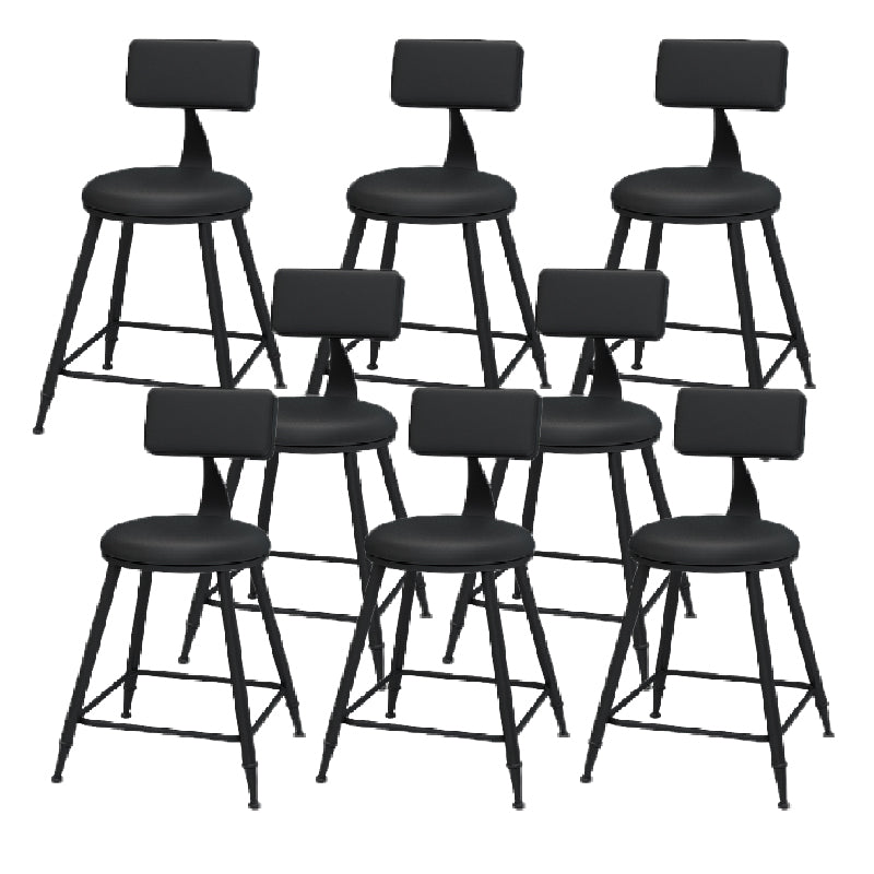 Modern Round Counter Stool Coffee Shop Leather and Metal Counter-height Stool