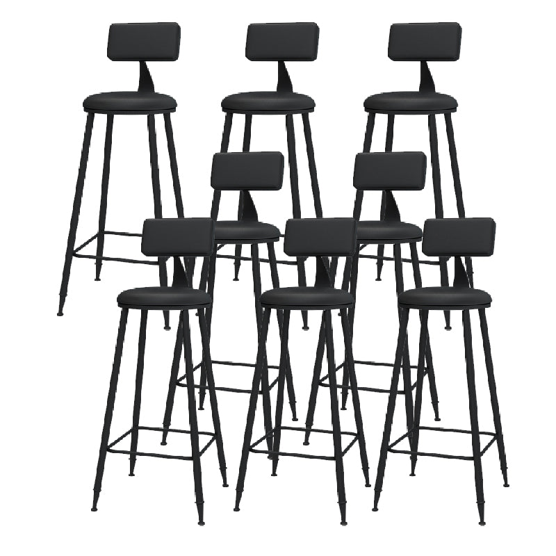 Modern Round Counter Stool Coffee Shop Leather and Metal Counter-height Stool