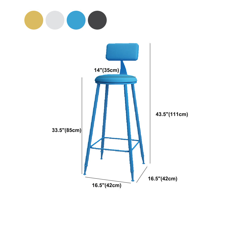 Modern Round Counter Stool Coffee Shop Leather and Metal Counter-height Stool