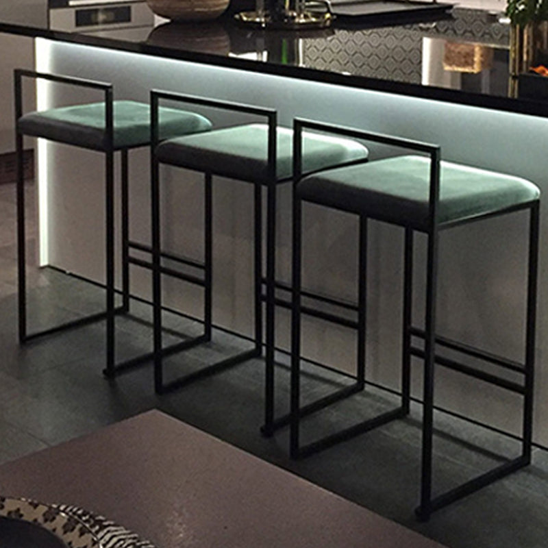 Indoor Counter Stool Nordic Metal Low Back Bar Stool with Upholstered