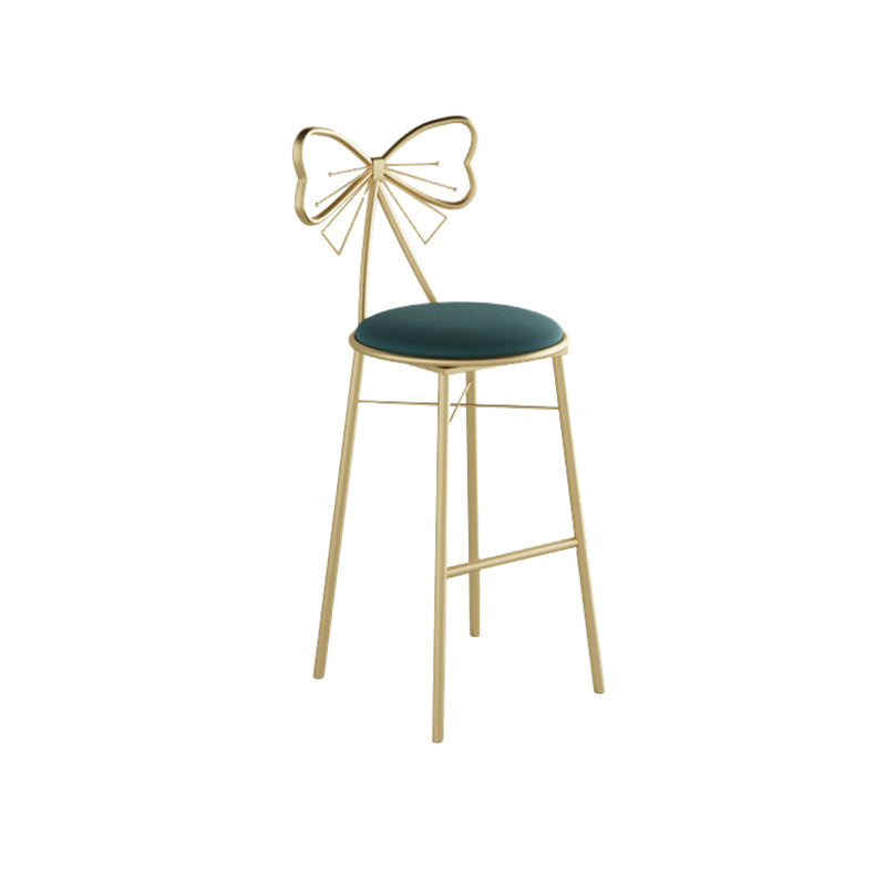 Glam Armless Backrest Counter Stool Iron Cashier Bar Stool with Cushion and Pedal