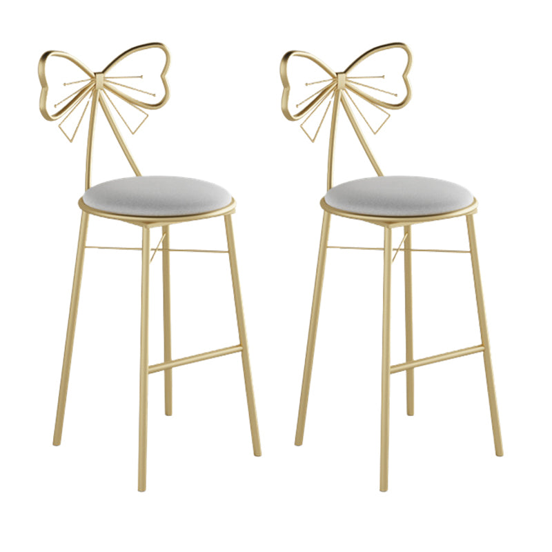 Glam Armless Backrest Counter Stool Iron Cashier Bar Stool with Cushion and Pedal