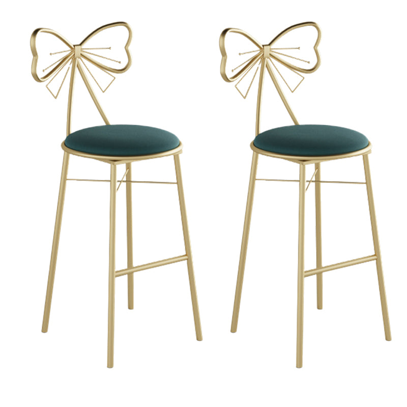 Glam Armless Backrest Counter Stool Iron Cashier Bar Stool with Cushion and Pedal