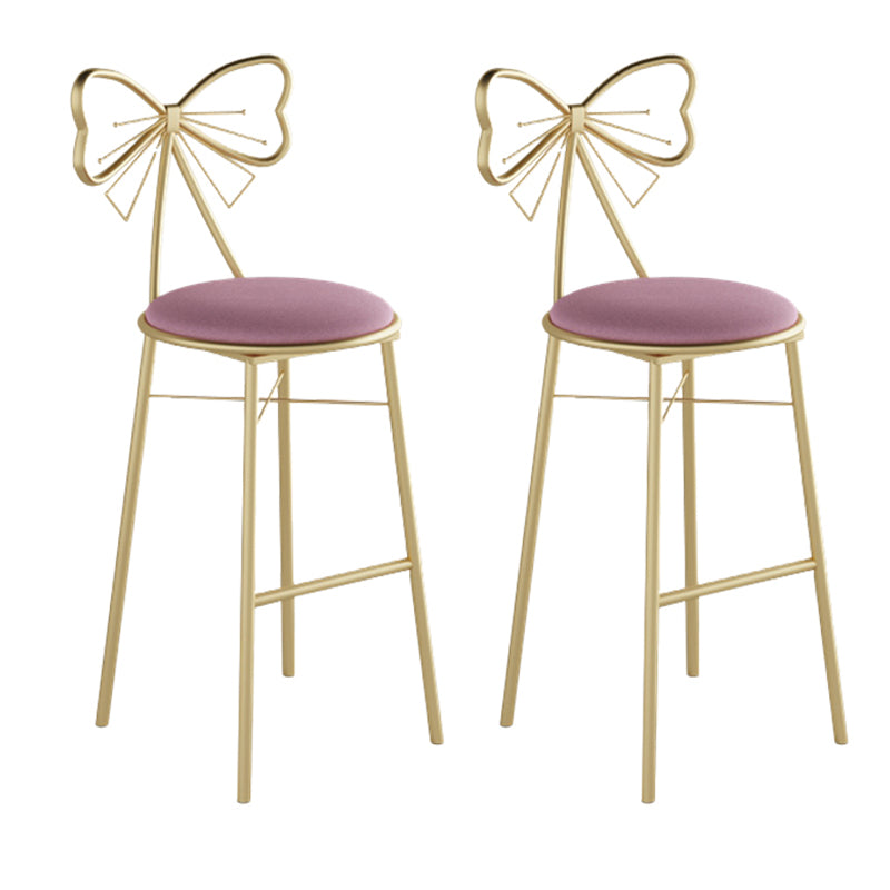 Glam Armless Backrest Counter Stool Iron Cashier Bar Stool with Cushion and Pedal