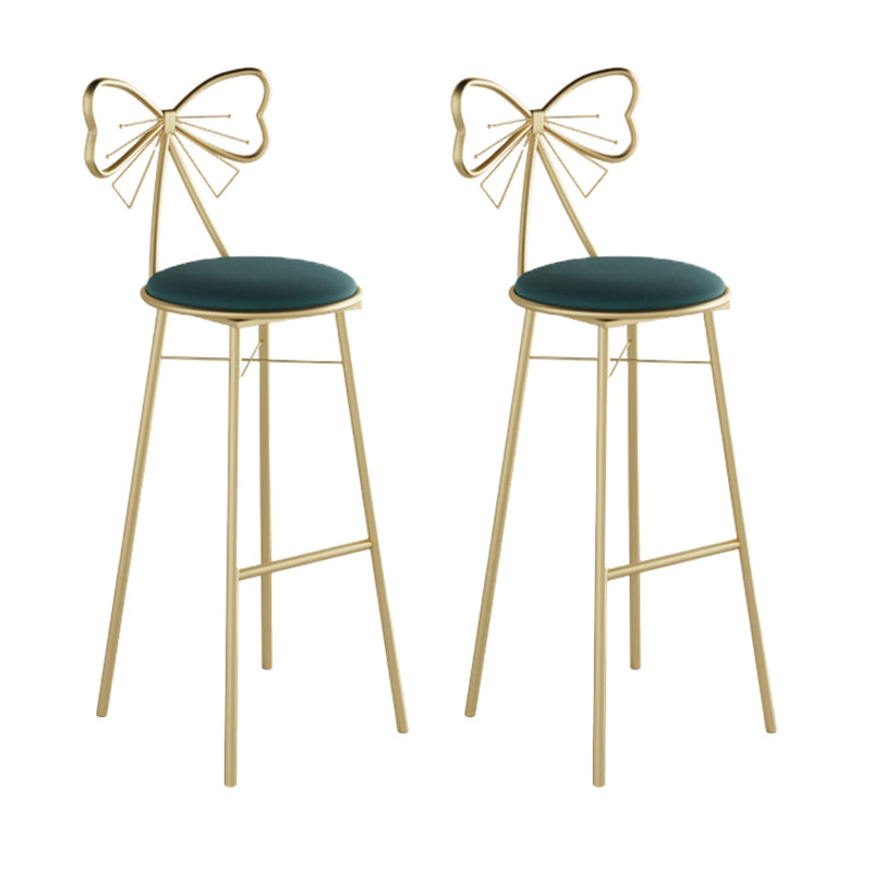 Glam Armless Backrest Counter Stool Iron Cashier Bar Stool with Cushion and Pedal