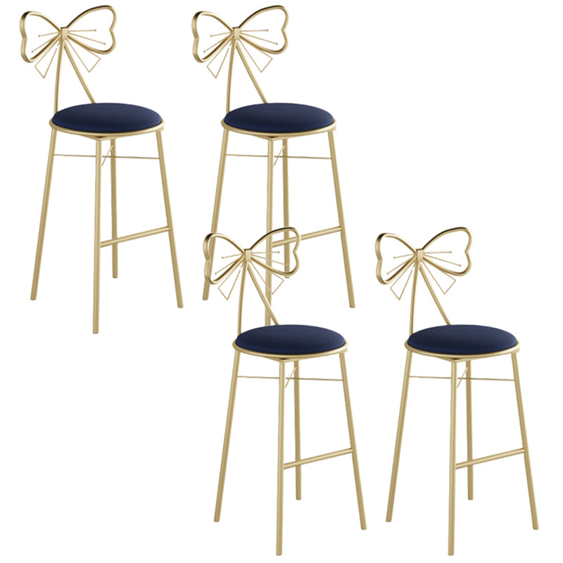 Glam Armless Backrest Counter Stool Iron Cashier Bar Stool with Cushion and Pedal