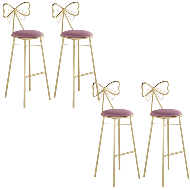 Glam Armless Backrest Counter Stool Iron Cashier Bar Stool with Cushion and Pedal