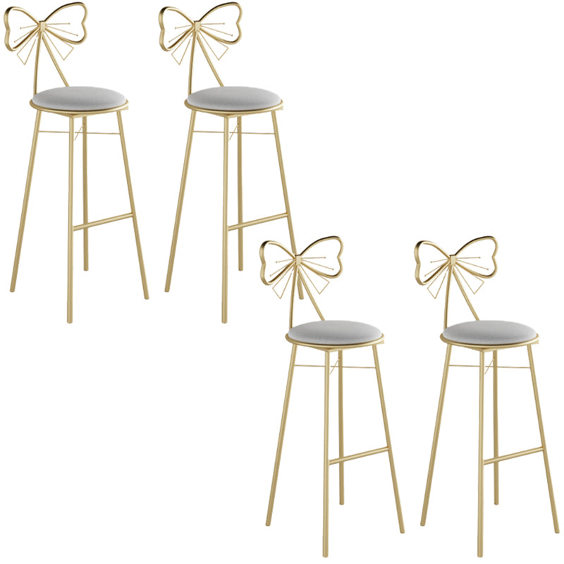 Glam Armless Backrest Counter Stool Iron Cashier Bar Stool with Cushion and Pedal