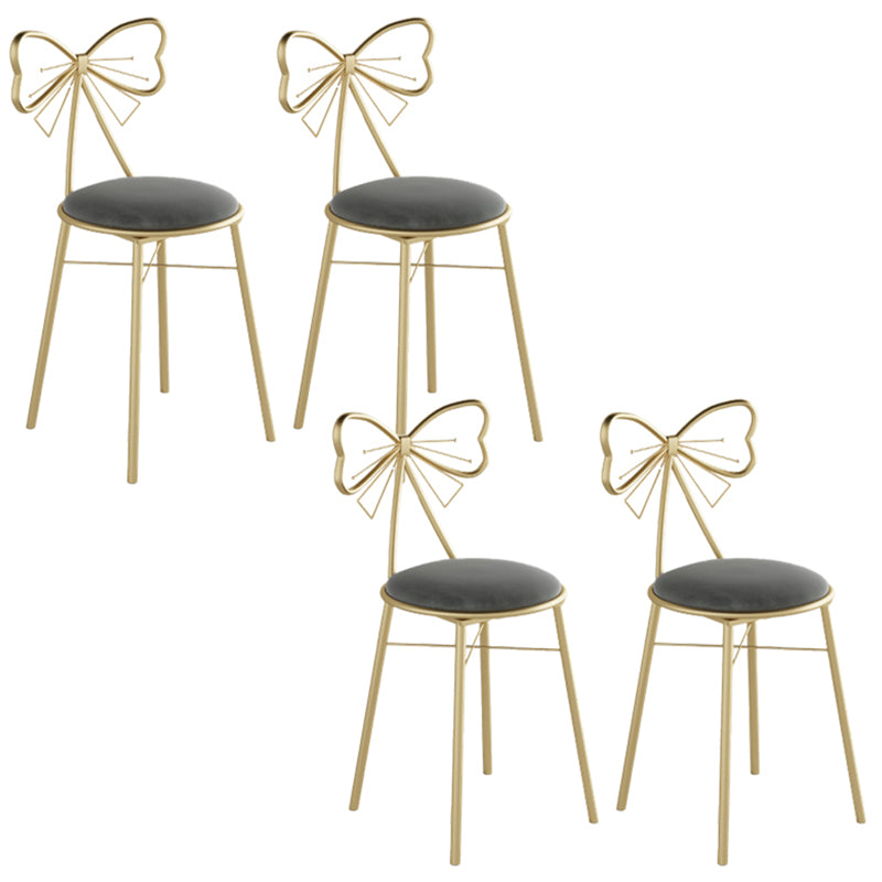 Glam Armless Backrest Counter Stool Iron Cashier Bar Stool with Cushion and Pedal