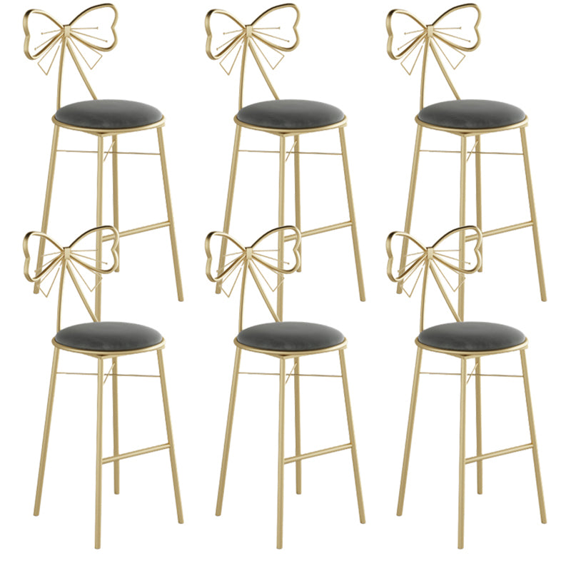 Glam Armless Backrest Counter Stool Iron Cashier Bar Stool with Cushion and Pedal