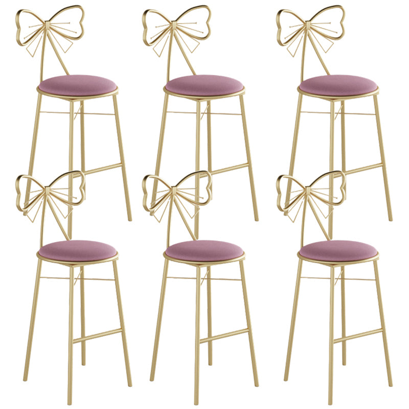 Glam Armless Backrest Counter Stool Iron Cashier Bar Stool with Cushion and Pedal