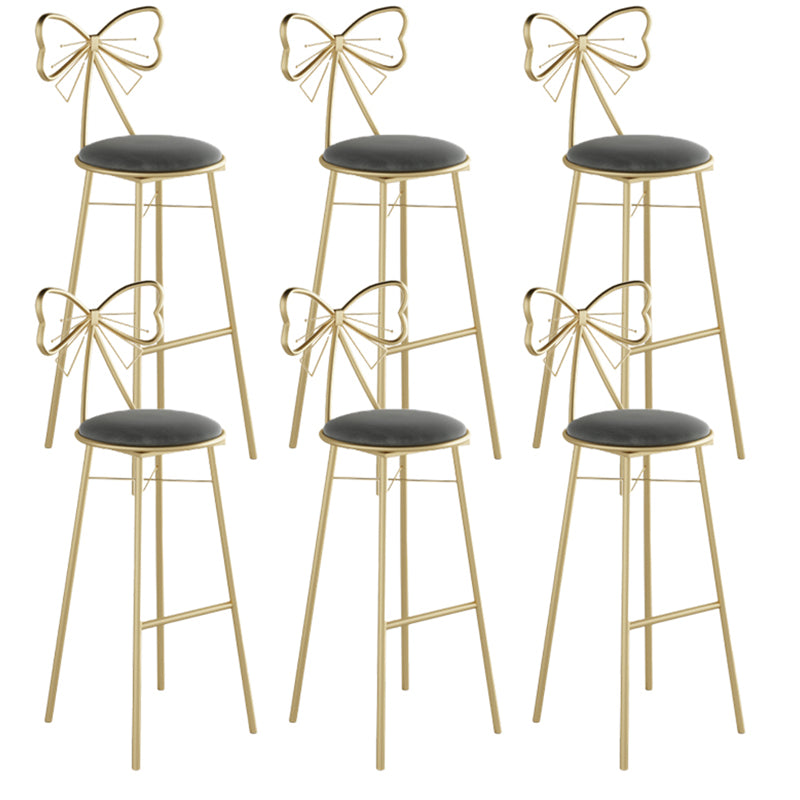 Glam Armless Backrest Counter Stool Iron Cashier Bar Stool with Cushion and Pedal