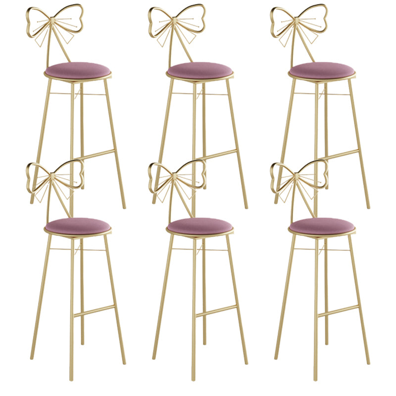 Glam Armless Backrest Counter Stool Iron Cashier Bar Stool with Cushion and Pedal