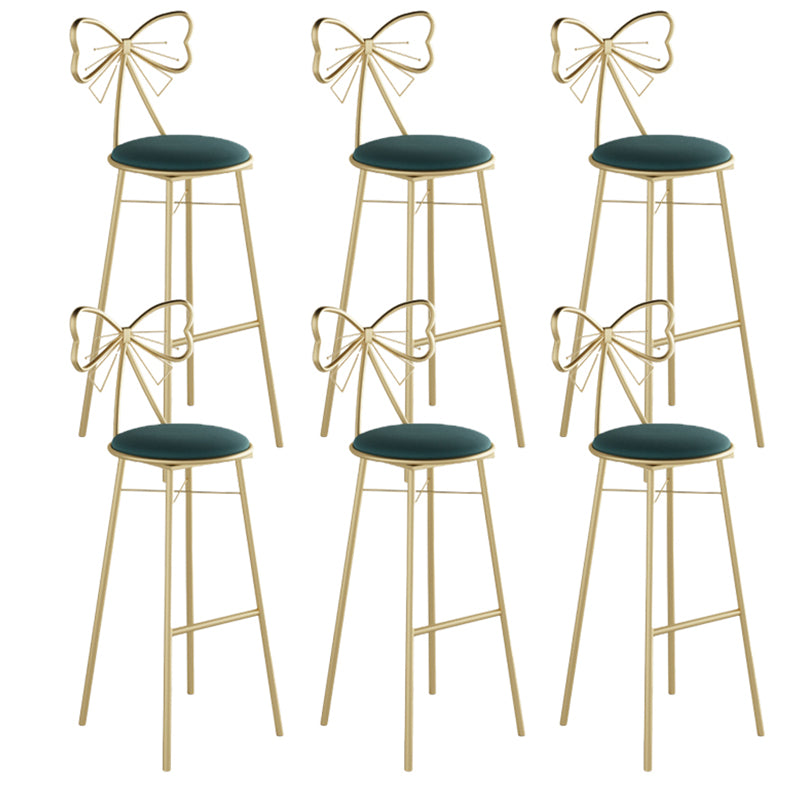 Glam Armless Backrest Counter Stool Iron Cashier Bar Stool with Cushion and Pedal