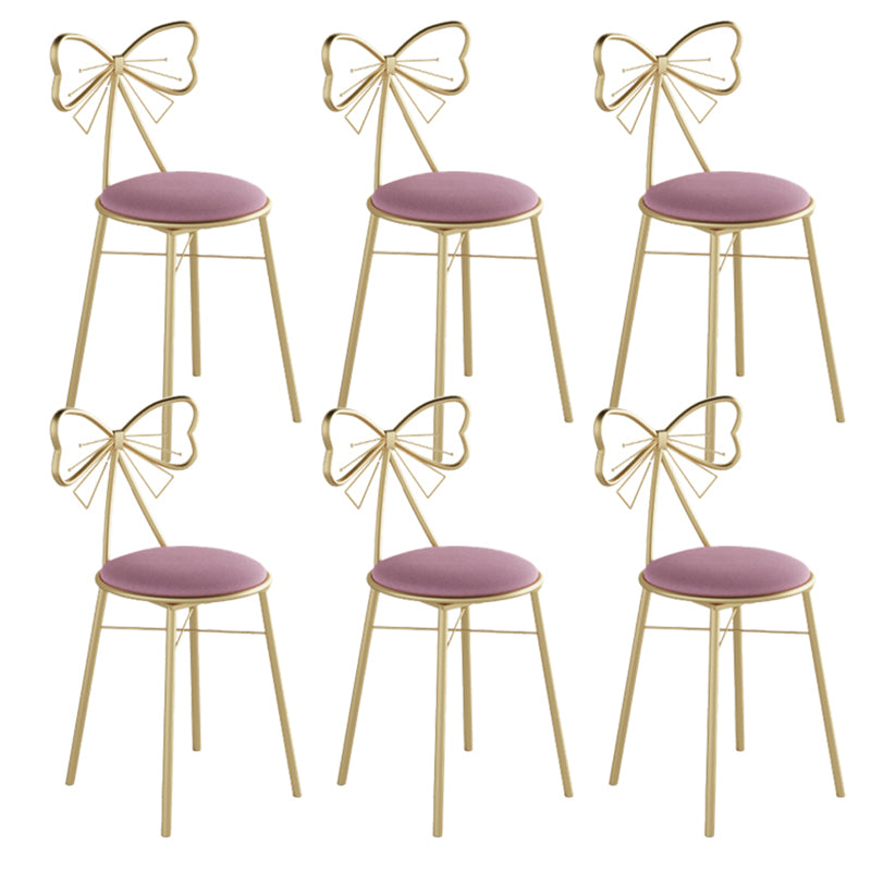 Glam Armless Backrest Counter Stool Iron Cashier Bar Stool with Cushion and Pedal