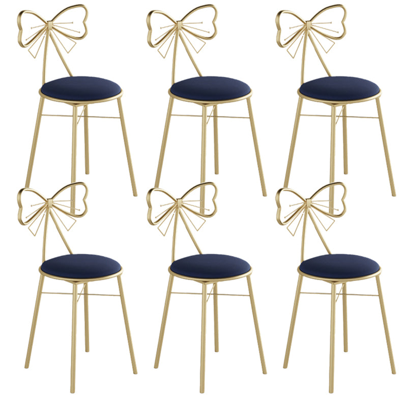 Glam Armless Backrest Counter Stool Iron Cashier Bar Stool with Cushion and Pedal