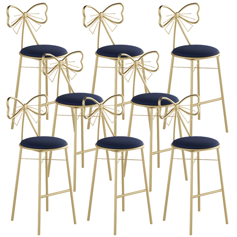 Glam Armless Backrest Counter Stool Iron Cashier Bar Stool with Cushion and Pedal