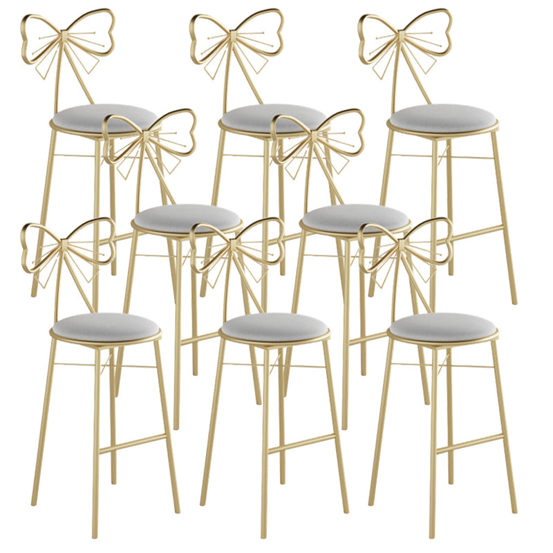 Glam Armless Backrest Counter Stool Iron Cashier Bar Stool with Cushion and Pedal