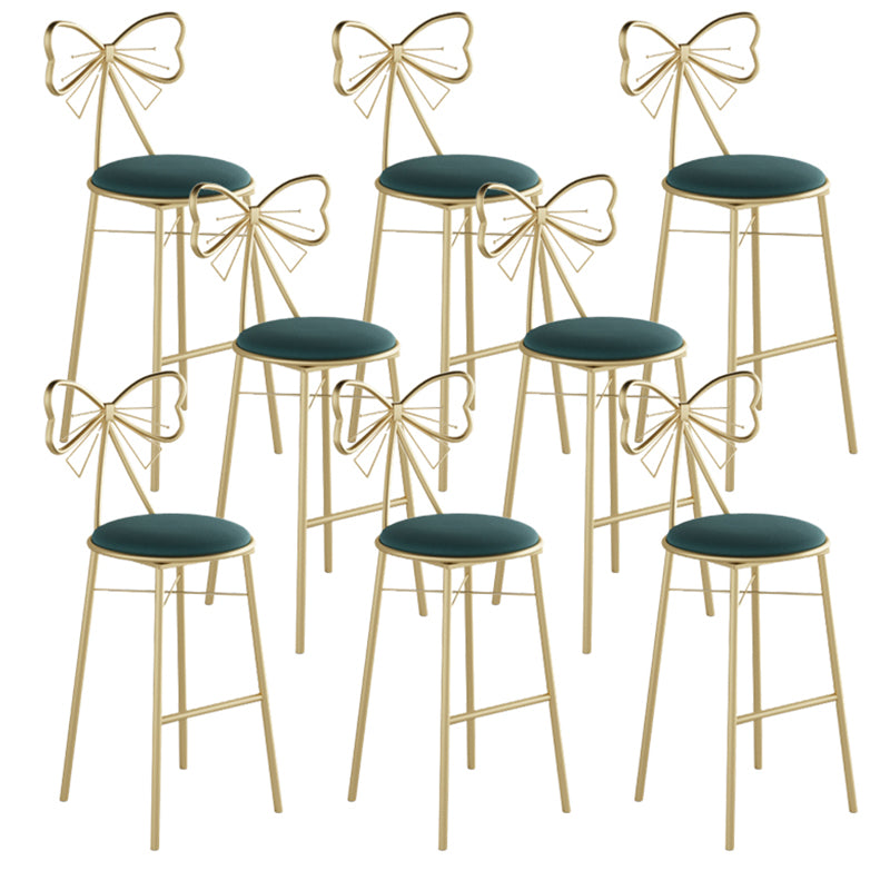 Glam Armless Backrest Counter Stool Iron Cashier Bar Stool with Cushion and Pedal