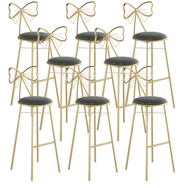 Glam Armless Backrest Counter Stool Iron Cashier Bar Stool with Cushion and Pedal