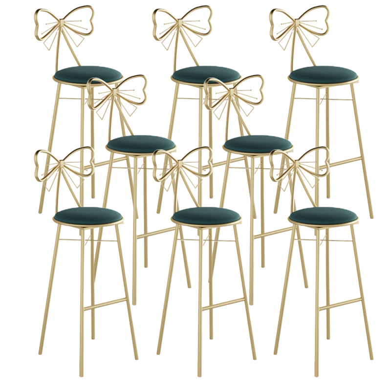 Glam Armless Backrest Counter Stool Iron Cashier Bar Stool with Cushion and Pedal