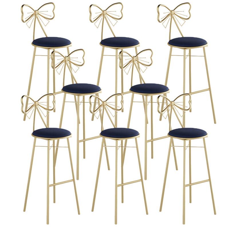 Glam Armless Backrest Counter Stool Iron Cashier Bar Stool with Cushion and Pedal