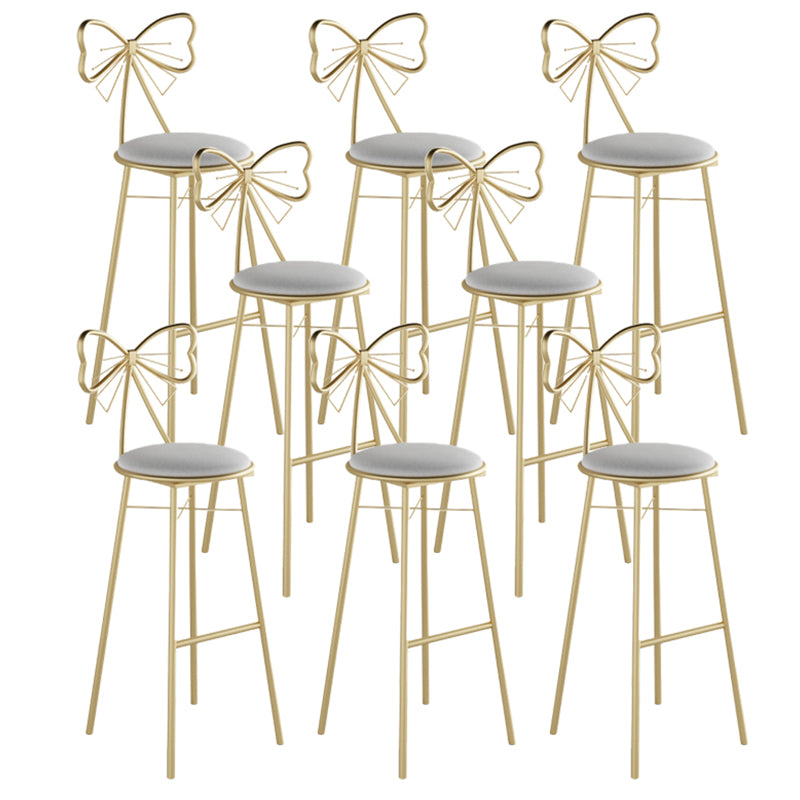 Glam Armless Backrest Counter Stool Iron Cashier Bar Stool with Cushion and Pedal