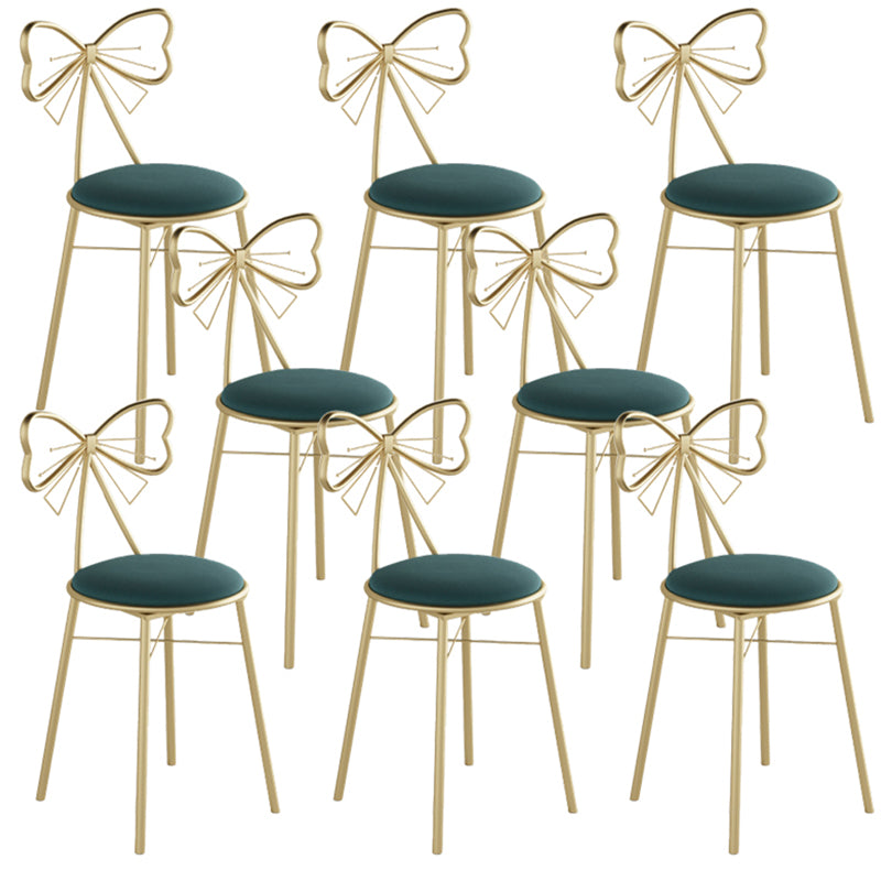 Glam Armless Backrest Counter Stool Iron Cashier Bar Stool with Cushion and Pedal