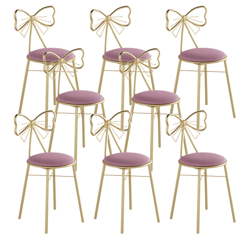 Glam Armless Backrest Counter Stool Iron Cashier Bar Stool with Cushion and Pedal